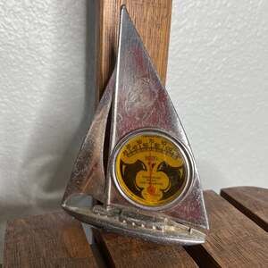 Vintage Rochester Sailboat Room Thermometer & Paperweight